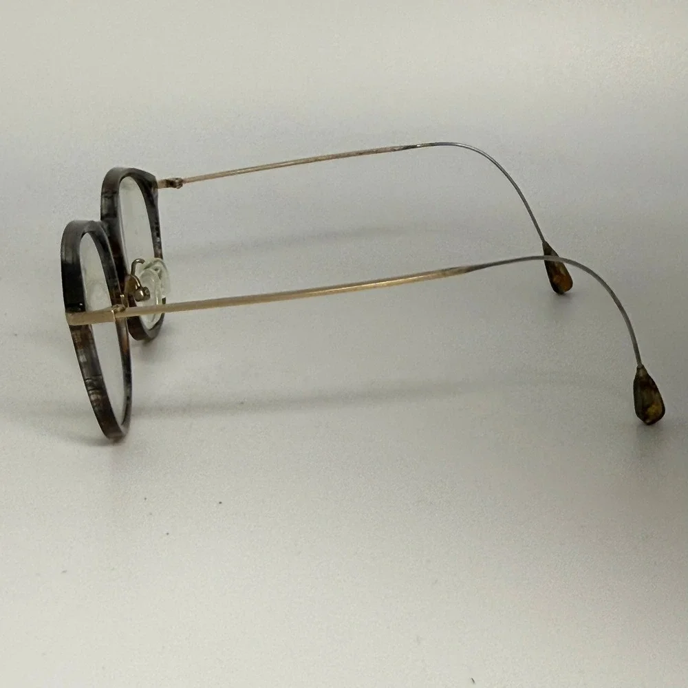Barton Perreira Tortoise Round Eyeglasses Gold Metal Temples Frames 23679